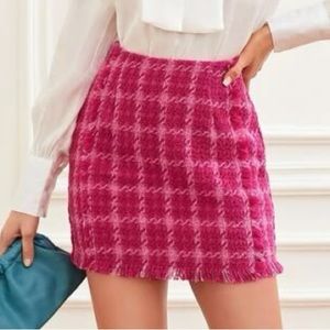 Pink Tweed Skirt (Size S)